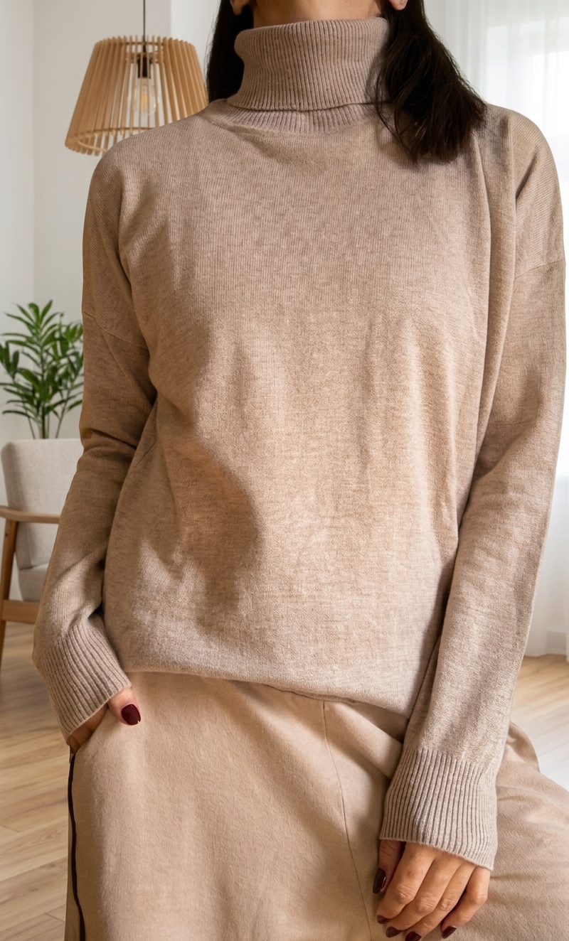 Polera bremer spandex cuello alto puesta - fit real